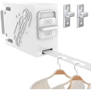 Tekeviss Retractable Clothesline,Portable Heavy Duty Indoor and Outdoor,13.12 Ft Composite TPU Material with 34 Windproof Hanging Holes Prevents Clothes from Gathering and Sagging,Easy to Install