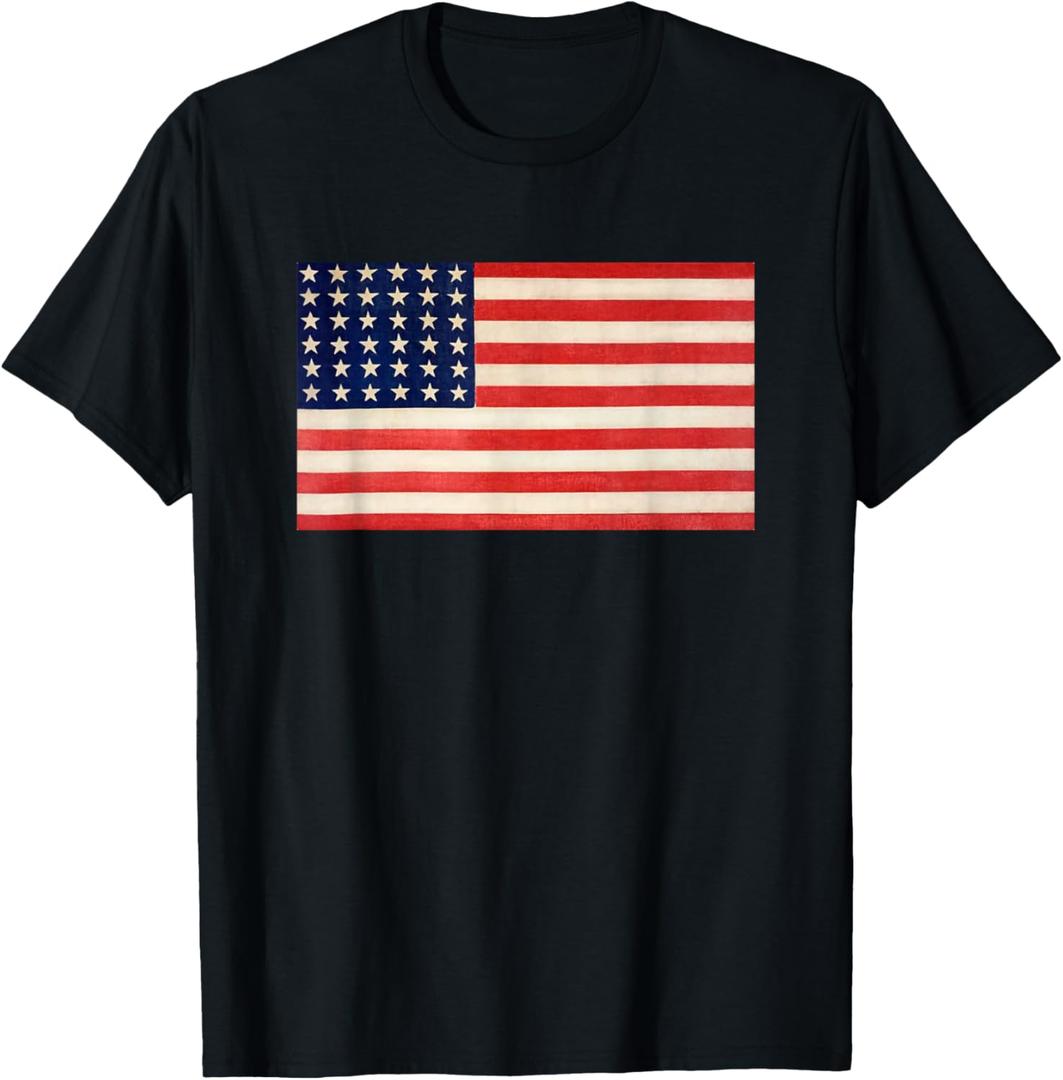 USA Flag Basic for Men Women and Kids US Patriotic Simple T-Shirt (Black, S)