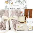 Gifts for Women, Get Well Soon Gifts for Women, Sympathy Care Baskets, Thinking of You Care Package, Self Care Gifts, After Surgery Feel Better Gifts Blanket (Khaki)