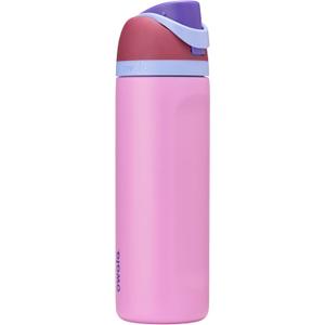 Owala FreeSip Insulated Stainless Steel Water Bottle with Straw for Sports and Travel, BPA-Free Sports Water Bottle, 24 oz, Plum/Orchid, Electric Orchid