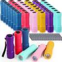48 Pcs Mini Small Flashlights Bulk with 144 AAA Batteries and Lanyard Mini Assorted Color Handheld 9 LED Flashlights for Night Reading Kids Camping Class Teaching Party Emergency Hunting