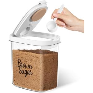 Brown Sugar Keeper Storage Container, 1.9 Quart Brown Sugar Container Airtight with Spoon, Clear food storage containers with lids