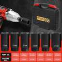 6 Pack 1/2" Crank Bolt Socket Set,17MM, 19MM, 21MM, 22MM, 24MM 27MM, Harmonic Balancer Socket Set, 3 Times Momentum Power of Standard Impact Socket Set,Crank Bolt Removal Tool