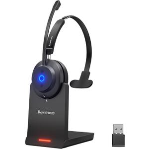 Bluetooth Headset with Mic for Work Wireless Headphones for PC, Office, Call Center, Noise Reduction Mic, 2.4Ghz USB Dongle & Bluetooth 5.3, Lightweight & Comfortable for Online Class