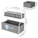 GRANNY SAYS Storage Cabinet with Shelves and Fabric Bins, 3-Tier Organizer Rack with Large Storage Box, Multi-Functional Standing Shelf for Living Room Bedroom Entryway, Gray (Grey)