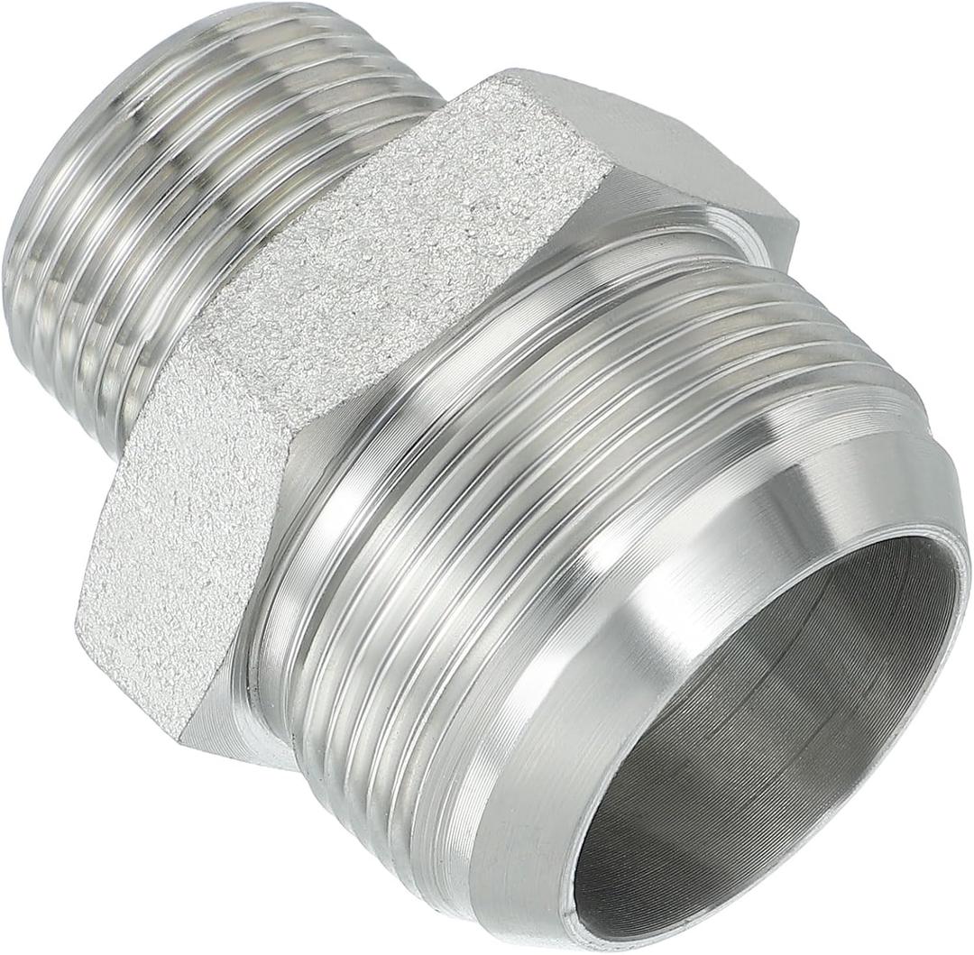 PATIKIL Pipe Adapter Connector 1-7/8" Male 74 Flare JIC x 1" Male R Pipe Fitting Oil Feed Restrictor Fitting Hydraulic Connector for Oil Steam Water Pipelines System