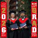 Graduation Decorations 2026 Banner Porch Sign Red Gold for Class of 2026 Graduates Party Supplies