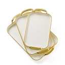 JEESA 2-Pack Serving Tray with Handles, Platters for Serving Food Turkey Cookie Appetizer Snack, Reusable Plastic, Stackable, for Holiday, Party, White