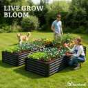 YITAHOME 6x3x1.5ft Large Raised Garden Bed Kit, Galvanized Metal Planter Box with Gloves, Support Rod, Outdoor Above Ground Planters for Plants, Vegetables, Flowers, Black