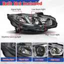 Driver Side and Passenger Side Headlights Assembly Halogen with DRL Replacement for Honda Civic 2016-2020 Housing Black Lamp LH RH 2PCS HO2503173 HO2502173