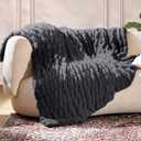 Ultra Soft Cozy Faux Fur Throw Blanket, Fuzzy Plush Thick Bubble Blanket, Oversize Luxury Fluffy Blanket for Couch, Sofa, Bedroom, and Living Room,50x60 Inches,Double Sided Charcoal Gray