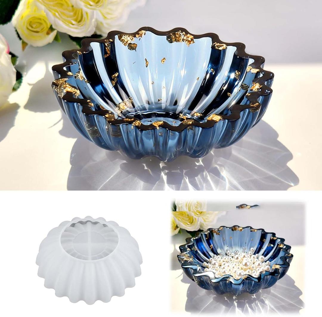 Resin Molds for Bowl, 5.24 x 1.65 inches Flower Tray Silicone Molds for Resin, Epoxy Resin Molds for DIY Jewelry Holder Trinket Container Box Candle Holder