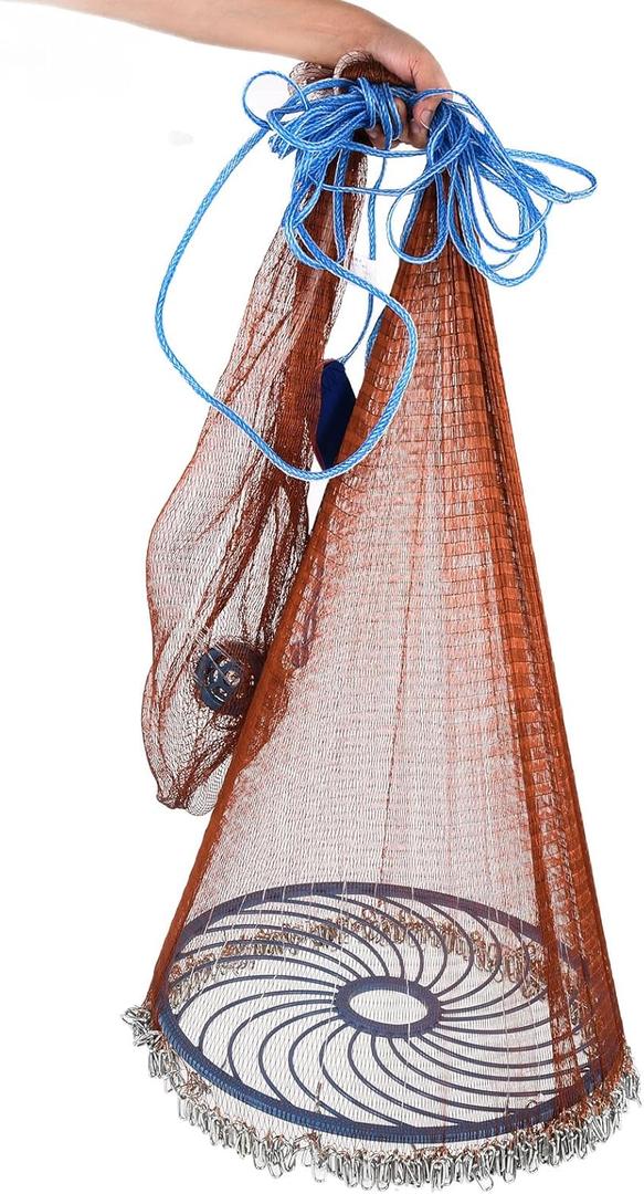 Alvinlite Cast Net for Bait Trap Fish 8ft 10ft 12ft 14ft 16ft Radius Fishing Cast Net Throw Cast Net with Heavy Duty Zinc Sinker for Freshwater and Saltwater ([IMAGE])