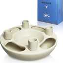 Ceramic Advent Wreath Taper Candlestick 4 Seats Beige Candle Holder Elegant Candle Stand for Christmas Modern Home Party Table Dcor DIY