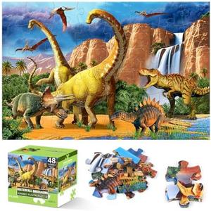 Jumbo Floor Puzzle for Kids,48 Piece Waterfall Dinosaur Large Jigsaw Puzzles, Fun Preschool Educational Toy for Toddlers Ages 3-5,Easter Gift for Boy Girl Ages 4-8 (7.08"L x 5.11"W)