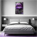 DOARTDO Purple Canvas Wall Art for Girls Bedroom Prints African American Wall Decor Purple Black and White Pictures for Lady Women Makeup Room Home Decor Framed (12.00" x 18.00")
