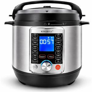 KINGBULL 14-in-1 Electric Pressure Cooker 6 Quart, Stainless Steel Multi Cooker with LCD Display, Slow Cooker, Rice Cooker, Steamer, Saut, Yogurt Maker, Warmer, DIY Mode, Black