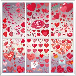 218pcs Valentines Day Window Clings Red Heart Shaped Static Wall Decals Window Stickers Double Sided Visibility Romantic Valentines Day Decorations for Bedroom Hotel Bathroom Glass Door