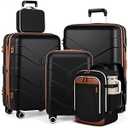 TILYMOL Luggage Sets 5 Piece - Expandable Suitcase Set with TSA Lock & Spinner Wheels, Lightweight PP Hardshell Travel Luggage for Men Women, Black