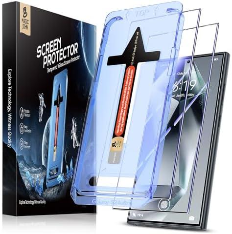 MAGIC JOHN 2 Pack for Samsung Galaxy S24 Ultra Tempered Glass Screen Protector, Auto Dust-Elimination Installation, Bubble Free, HD Clear, Easy Installation