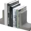 MyGift Solid Cement Bookends for Shelf in Gray Finish L-Shaped Decorative Heavy Duty Non-Skid Book Stopper for Home Office School, 1 Pair