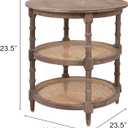 Creative Co-Op Round Mango Wood Table with 2 Cane Shelves, Small