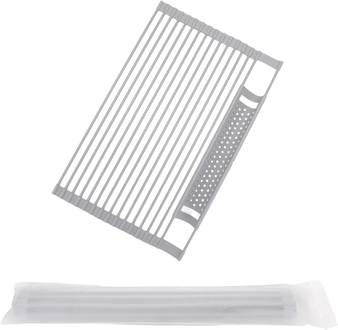 Roll Up Dish Drying Rack, Silicone All Inclusive Portable Drainer for Kitchen Sink Counter, 52 Centimeters X 33 Centimeters