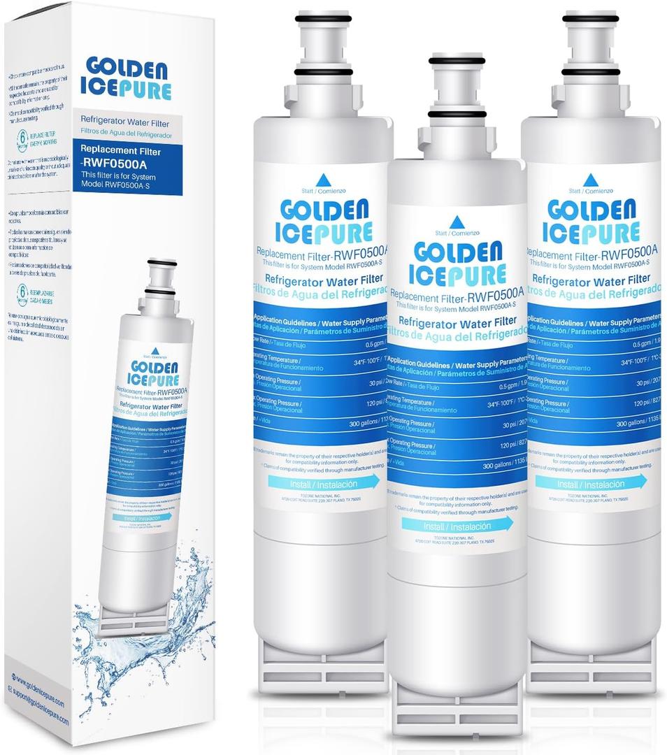 GOLDEN ICEPURE 4396508 Refrigerator Water Filter Replacement for EveryDrop Filter 5, EDR5RXD1, 4392857, 4396510, Clch100, 46-9010, NLC240V, 8212491, WF285 3PACK GOLDEN ICEPURE 4396508 Refrigerator Water Filter Replacement for EveryDrop Filter 5, EDR5RXD1, 4392857, 4396510, Clch100, 46-9010, NLC240V, 8212491, WF285 3PACK