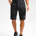 Pudolla Men's Hiking Shorts 11" Lightweight Cargo Work Shorts for Men Summer Travel Golf Casual Outdoor with 5 Pockets(Black Camo 3X-Large)