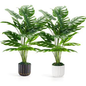 Der Rose 2Packs 28'' Fake Plants Tall Artificial Monstera Faux Plants Indoor for Living Room Home House Decor