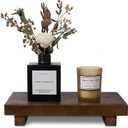 Small Wood Tray Pedestal Stand Farmhouse Bathroom Decor Decorative Wooden Riser Kitchen Soap Dish Holder for Vanity, Counter, Sink, 9" x 5.9" - Walnut