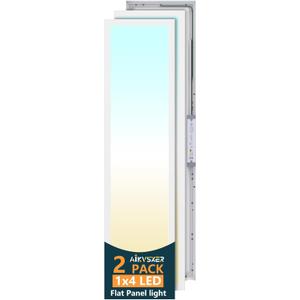 AIKVSXER 2 Pack 1x4 LED Panel Light Surface Mount, 50W 5500LM, 3CCT (3000K-5000K), Ultra-Thin 48In, Triac Dimmable, Energy Efficient, Ceiling Light for Kitchen Garage Office Basement, 1x4ft 2pack Wz