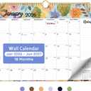 Calendar 2026-2027, 18-Month Wall Calendar from Jan 2026 to Jun 2027, 11.5 x 14.7 Inch, Spiral Hanging Monthly Calendar with Twin-Wire, Botanic Whimsy