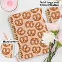 SNNDER Soft Pretzel Pattern Spiral Notebooks, Bakery Journaling Notebook for Writing, Pretzel Lover Gift, Kitchen Food Notebook for Note Taking, 5.5x8.3 Inch