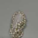 30 Pcs White Pearl Beaded Napkin Rings 1.9 Inch Stretched Rhinestone Napkin Holders, White and Gold