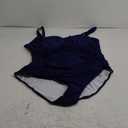 Daci Plus Size One Piece Swimsuit for Women Tummy Control Vintage Bathing Suits Ruched Swimwear (Navy Blue)