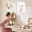 Canvas Wall Art Glam Perfume Pictures Wall Decor Pink Flowers And Gold Canvas Wall Art Girl Home Decor For Bedroom Wall Bathroom Set Room Decor 16 * 24