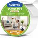 Rabenda Double Sided Carpet Tape - 2 Inch x 12 Yards Removable Rug Tape for Hardwood Floors, Tile & Laminate - No Residue Strong Hold Anti Slip Gripper for Area Rugs, Mats & Carpets (36' (Round))