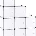 C&AHOME Cube Storage Organizer with Doors, 9-Cube Shelves, Closet Cabinet, DIY Plastic Modular Bookshelf Ideal for Bedroom, Living Room, 36.6L x 12.4W x 36.6H White USBTM3009B-DOOR
