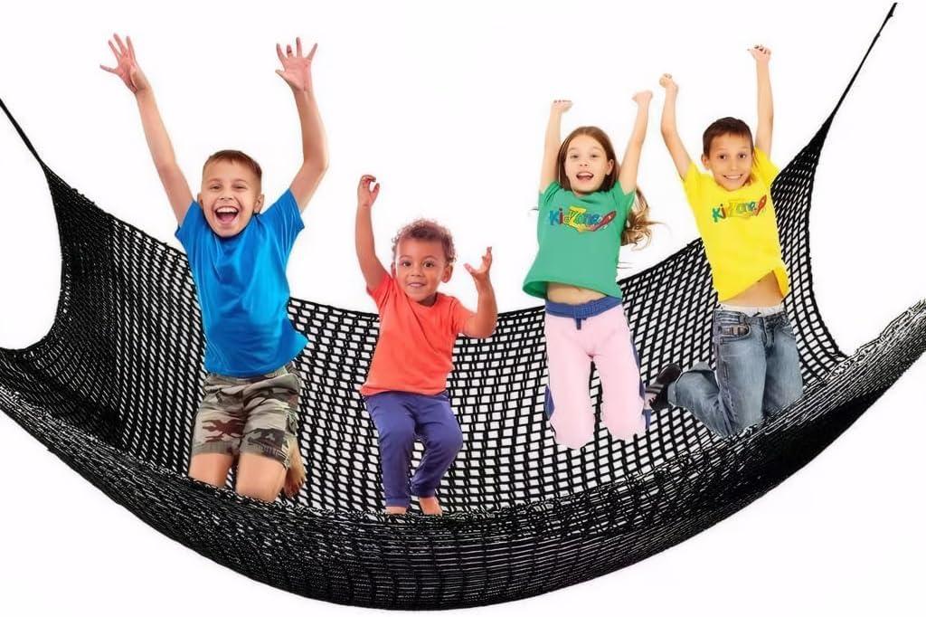 Climbing Cargo Net for Kids - Double Layers Heavy Duty Playground Safety Net, Outdoor Climbing Net for Treehouse Accessories, Backyard, Jungle Obstacle Training & Adventure(9.8x19.6ft),Black