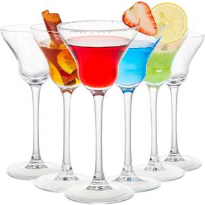 Vintage Art Deco Coupe Glasses, Set of 6 Ribbed Coupe Cocktail Glasses, 5.5 oz Classic Martini Glasses, Elegant Hand Blown Manhattan Goblet for Bar, Martini, Cosmopolitan, Gimlet, Pisco Sour