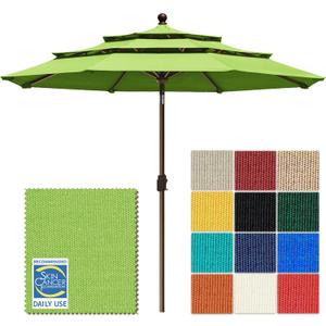 EliteShade USA 10-Year-Non-Fading 10ft 3-Tier Market Patio Umbrella, Commercial Grade Outdoor Table Umbrella with Crank Open, Windproof & UPF 50+ UV Protection, Heavy Duty Ventilation for Garden, Deck, Pool, Backyard, Beach & Bistro, Macaw Green