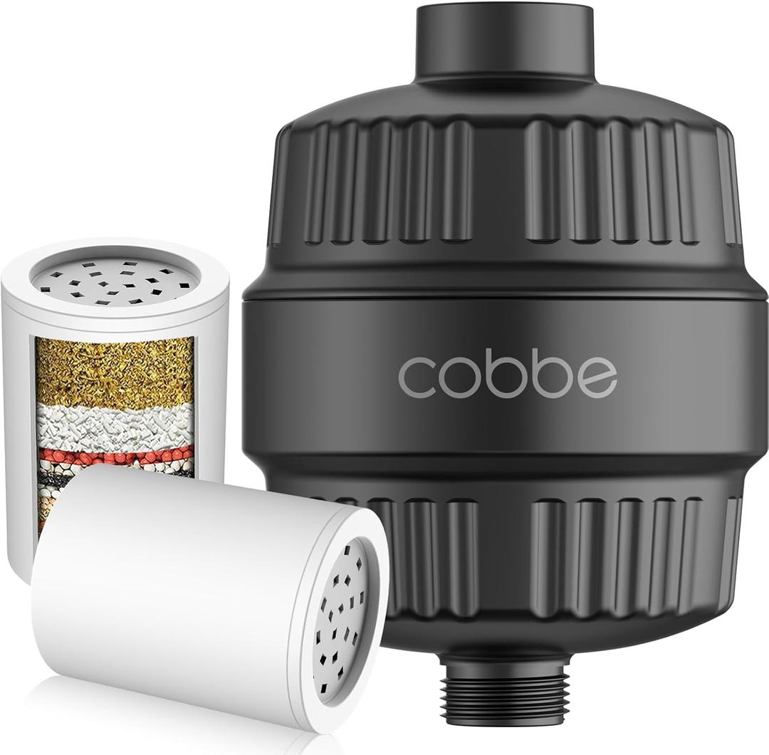 Cobbe Shower Filter for Hard Water Shower Head Filter - with Replaceable Filter Cartridges - High Output Shower Water Filter for Removing Chlorine and Harmful Substance, Matte Black 