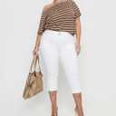 Gocolloa Womens Plus Size Capri Jeans Stretchy High Waisted Skinny Cropped Denim Capris Pants White 24W