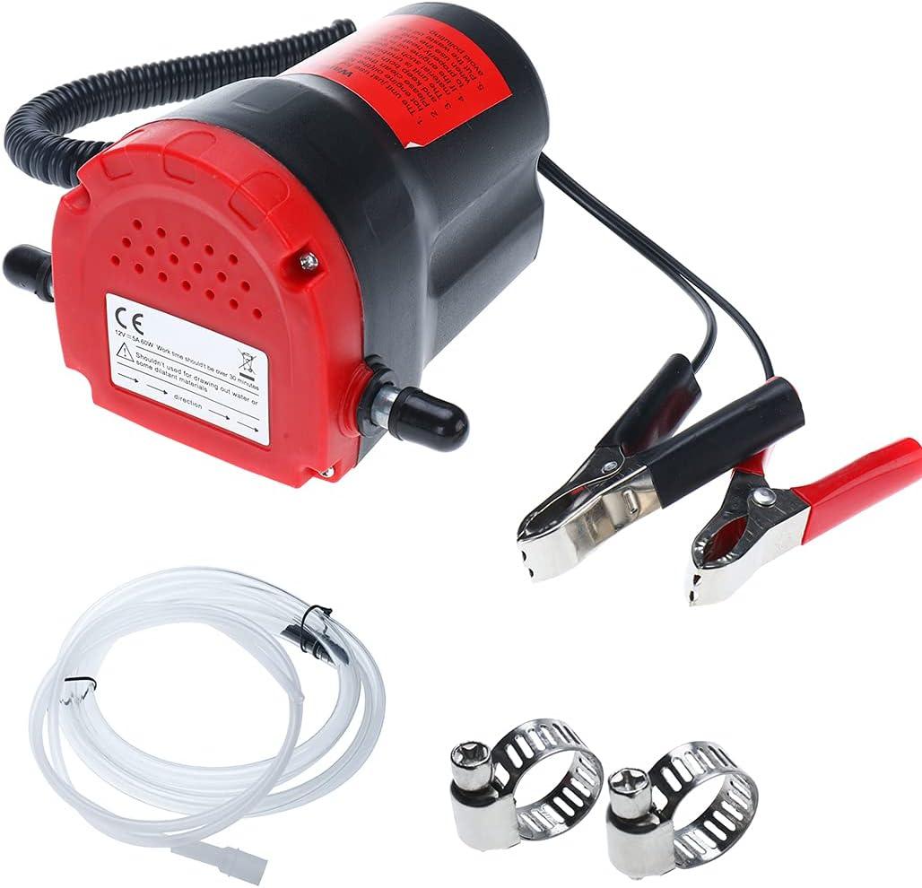 Amarine Made 12V 60W Oil Change Pump Extractor, Oil/Diesel Fluid Pump Extractor Scavenge Oil Change Pump Transfer Suction Transfer Pump with Tubes Truck Rv Boat ATV (Red)