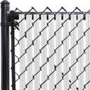 Privacy Fence Slats, Chain-Link Bottom Lock, White, 4ftx10ft | 4ft x10ft, Gardening, Privacy, Outdoor Wall, Balcony, Patio, Yard, Wind Screen, Fence Cover for Dog, Cat, Pet, Hedge Slats
