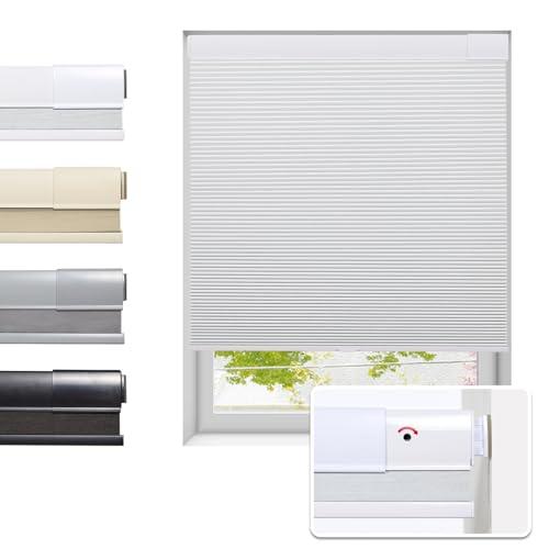 Tonature No Drill Cellular Shades for Indoor Windows, Thermal Insulating & Noise Reducing Honeycomb Blinds, Free Stop Cordless Blackout Shades, White,72 1/2" W x 64" H