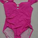 Eomenie Women's One Piece Swimsuit Tummy Control Bathing Suit Ruffle Cutout Slimming Swimwear (Large, Hot Pink)