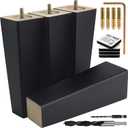 Airy Abode Premium Black Square Furniture Legs (Full Install Kit) - Pick Your Size and Color (8 Inches)