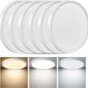 6PK 12 Inch LED Flush Mount Ceiling Light, 24W, 2520LM, 3000K/4000K/6000K CCT Selectable, 0.9inch Super Slim LED Ceiling Light Fixture, Low Profile Round Flat Panel Light for Bedroom,Kitchen,Hallway (White)